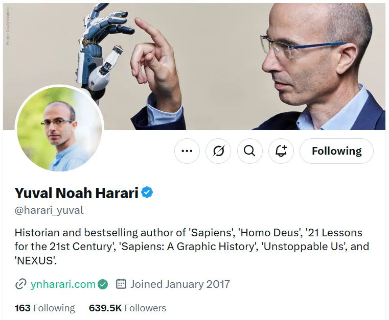 Yuval Noah Harari Biography: Life, Books, Philosophy & Future of Humanity Twitter X