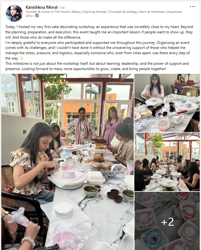 How Kanishkna Moral Is Quietly Building a Career in a Noisy World, Kanishkna Moral Career, Who is Kanishkna Moral, What is The Moral’s Bakery, Moral’s Bakery founder
Image FromLinkedIn